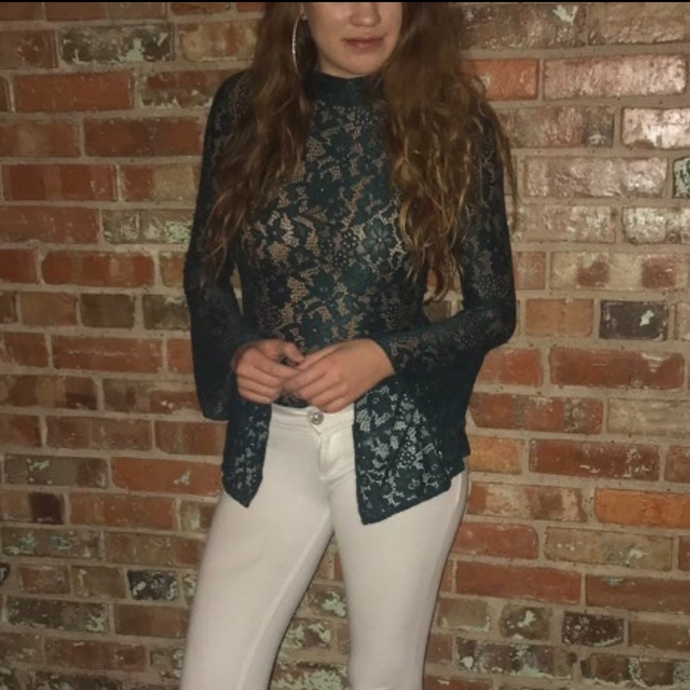 Green floral body suit